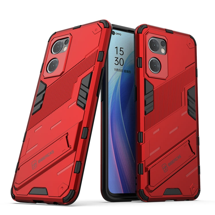 Punk Armor 2 in 1 PC + custodia per telefono antiurto in TPU con supporto invisibile, For OPPO Reno7 5G Global / Find X5 Lite