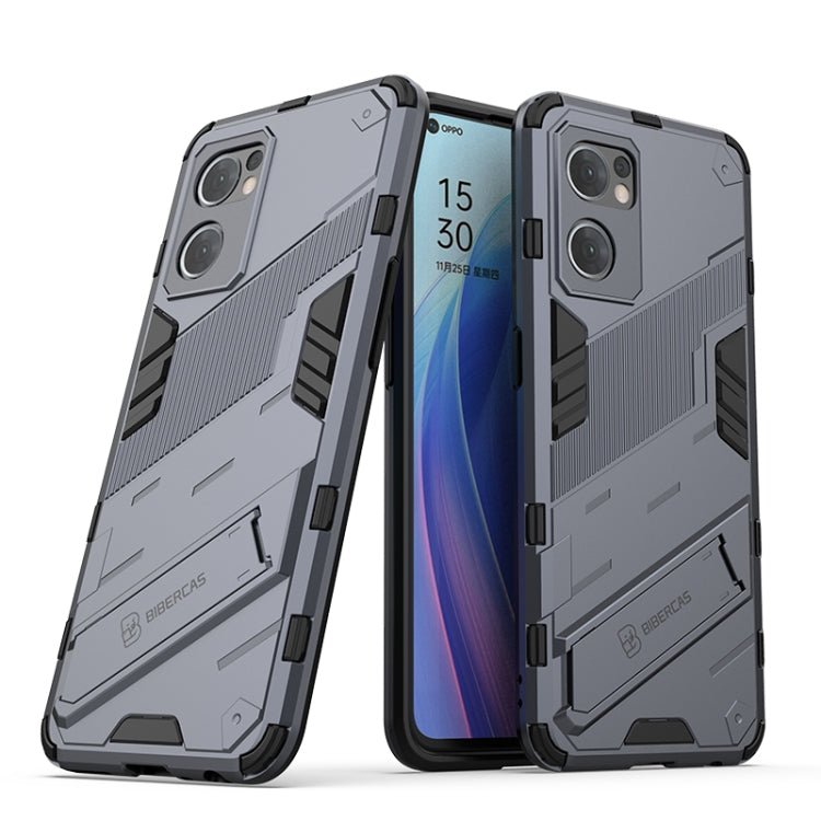 Punk Armor 2 in 1 PC + custodia per telefono antiurto in TPU con supporto invisibile, For OPPO Reno7 5G Global / Find X5 Lite