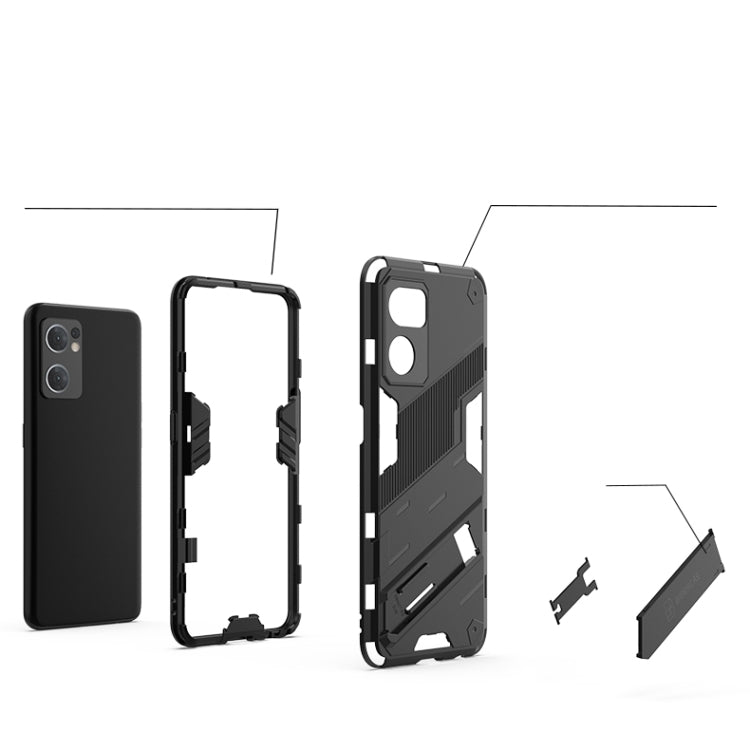 Punk Armor 2 in 1 PC + custodia per telefono antiurto in TPU con supporto invisibile, For OPPO Reno7 5G Global / Find X5 Lite