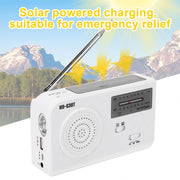 Torcia radio AM/FM a energia solare con dinamo e USB