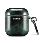 Custodia protettiva per auricolari con texture in pelle cerata ad olio con fibbia per appendere, For AirPods 1 / 2, For AirPods 3, For AirPods Pro