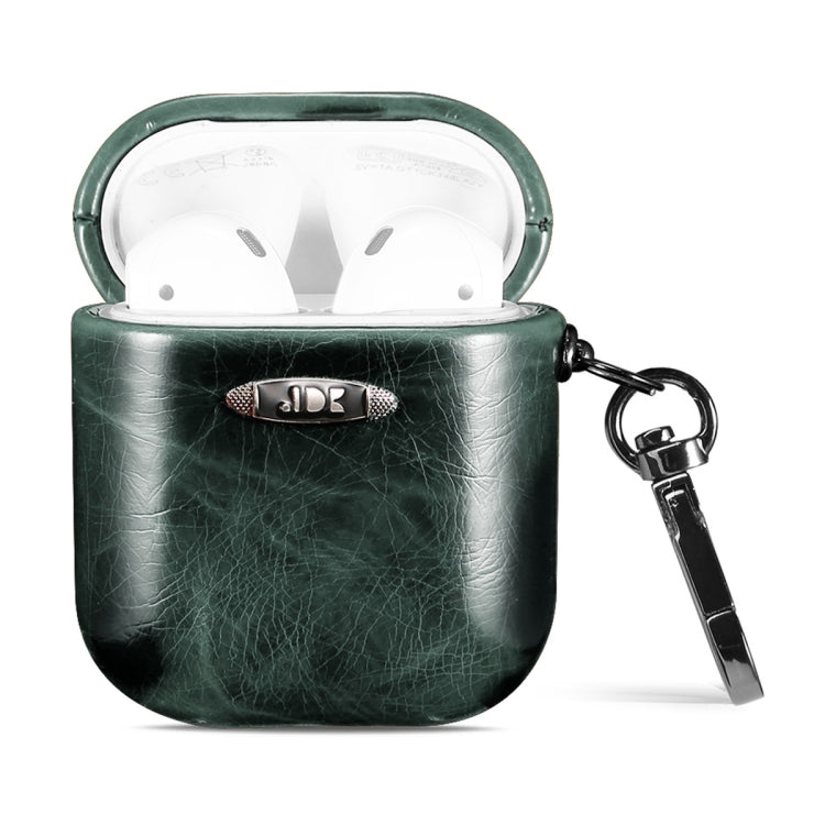 Custodia protettiva per auricolari con texture in pelle cerata ad olio con fibbia per appendere, For AirPods 1 / 2, For AirPods 3, For AirPods Pro