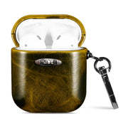 Custodia protettiva per auricolari con texture in pelle cerata ad olio con fibbia per appendere, For AirPods 1 / 2, For AirPods 3, For AirPods Pro