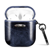 Custodia protettiva per auricolari con texture in pelle cerata ad olio con fibbia per appendere, For AirPods 1 / 2, For AirPods 3, For AirPods Pro