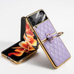 Placcatura integrata GKK + Custodia per telefono in pelle con anello, For Samsung Galaxy Z Flip3 5G