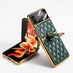 Placcatura integrata GKK + Custodia per telefono in pelle con anello, For Samsung Galaxy Z Flip3 5G
