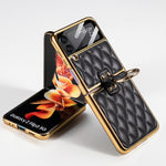 Placcatura integrata GKK + Custodia per telefono in pelle con anello, For Samsung Galaxy Z Flip3 5G