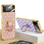 Placcatura integrata GKK + Custodia per telefono in pelle con anello, For Samsung Galaxy Z Flip3 5G