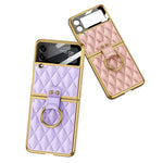 Placcatura integrata GKK + Custodia per telefono in pelle con anello, For Samsung Galaxy Z Flip3 5G