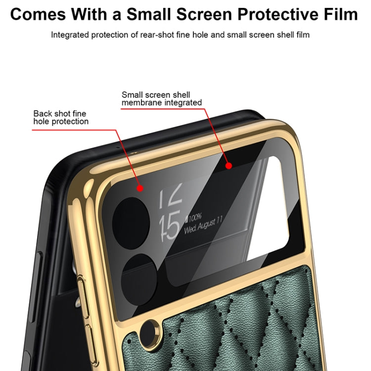 Placcatura integrata GKK + Custodia per telefono in pelle con anello, For Samsung Galaxy Z Flip3 5G