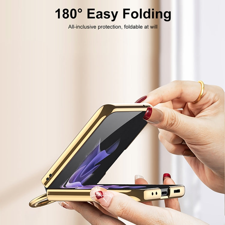 Placcatura integrata GKK + Custodia per telefono in pelle con anello, For Samsung Galaxy Z Flip3 5G