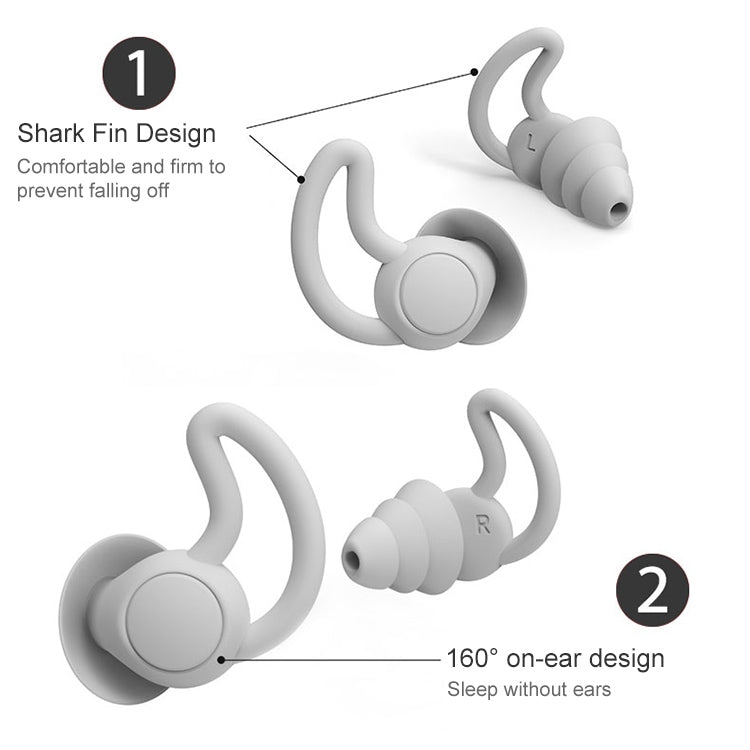 iMeBoBo A1 Shark Fin Version Tappi per le orecchie con riduzione del rumore per dormire in silicone nano, Two Layer, Three Layer