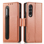 Custodia per telefono in pelle con slot per penna multifunzione, For Samsung Galaxy Z Fold3 5G