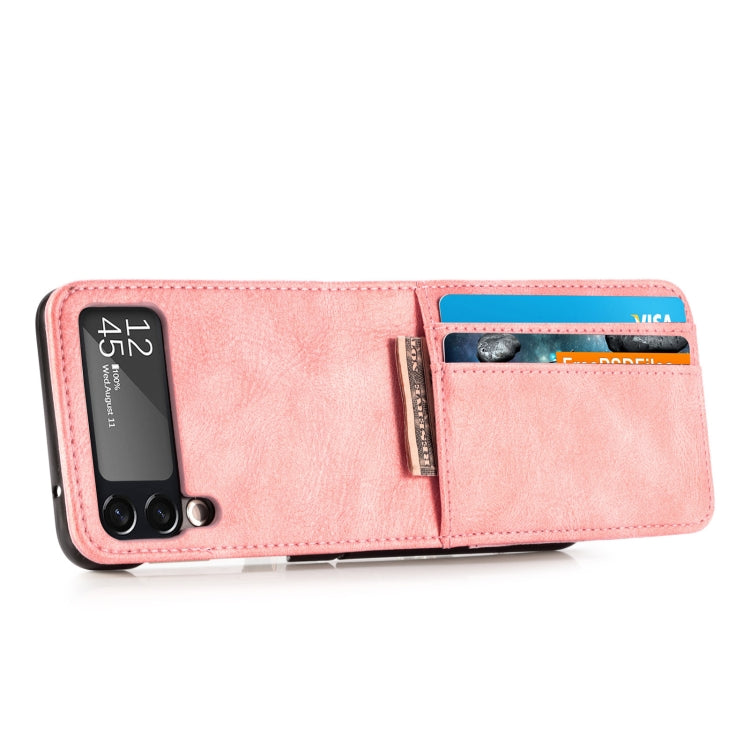Custodia per telefono in pelle con slot per schede a vibrazione verticale, For Samsung Galaxy Z Flip3 5G