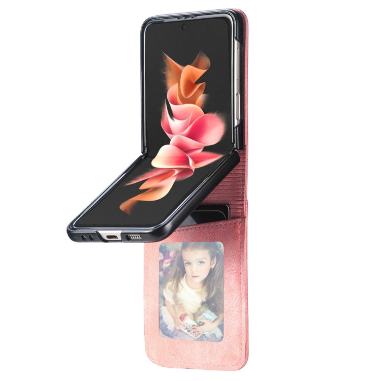 Custodia per telefono in pelle con slot per schede a vibrazione verticale, For Samsung Galaxy Z Flip3 5G