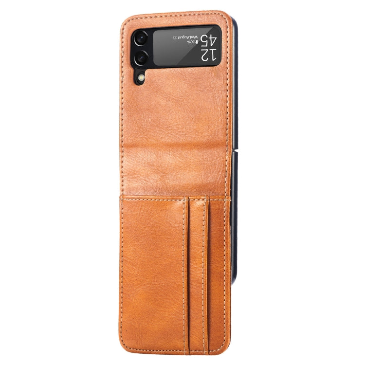 Custodia per telefono in pelle con slot per schede a vibrazione verticale, For Samsung Galaxy Z Flip3 5G