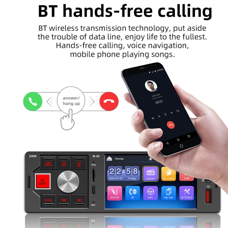 M-60 Ricevitore autoradio touch screen da 4,0 pollici Lettore MP5 Bluetooth con telecomando, FM60