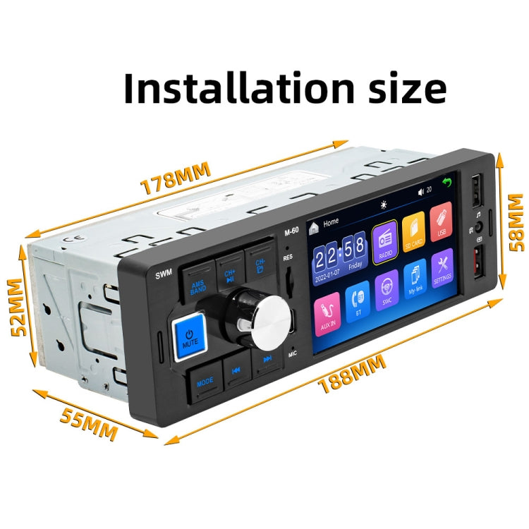M-60 Ricevitore autoradio touch screen da 4,0 pollici Lettore MP5 Bluetooth con telecomando, FM60