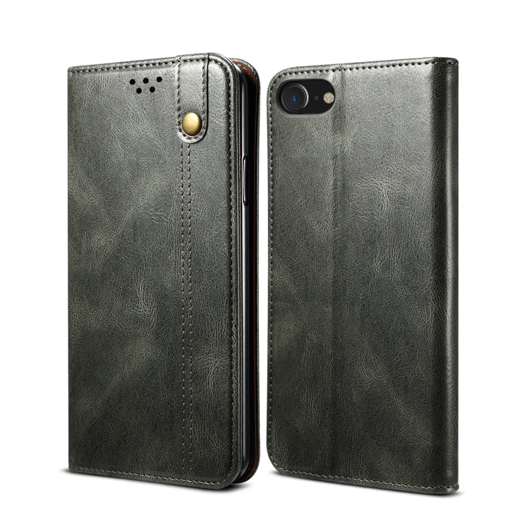 Custodia per telefono in pelle con trama di cavallo pazzo in cera d'olio, For iPhone SE 2022 / SE 2020 / 8 / 7 / 6, For Samsung Galaxy A33 5G, For Samsung Galaxy A53 5G