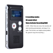 Dittafono USB Registratore vocale audio digitale con funzione WAV MP3 Player VAR, SK-012 4GB, SK-012 16GB, SK-012 32GB