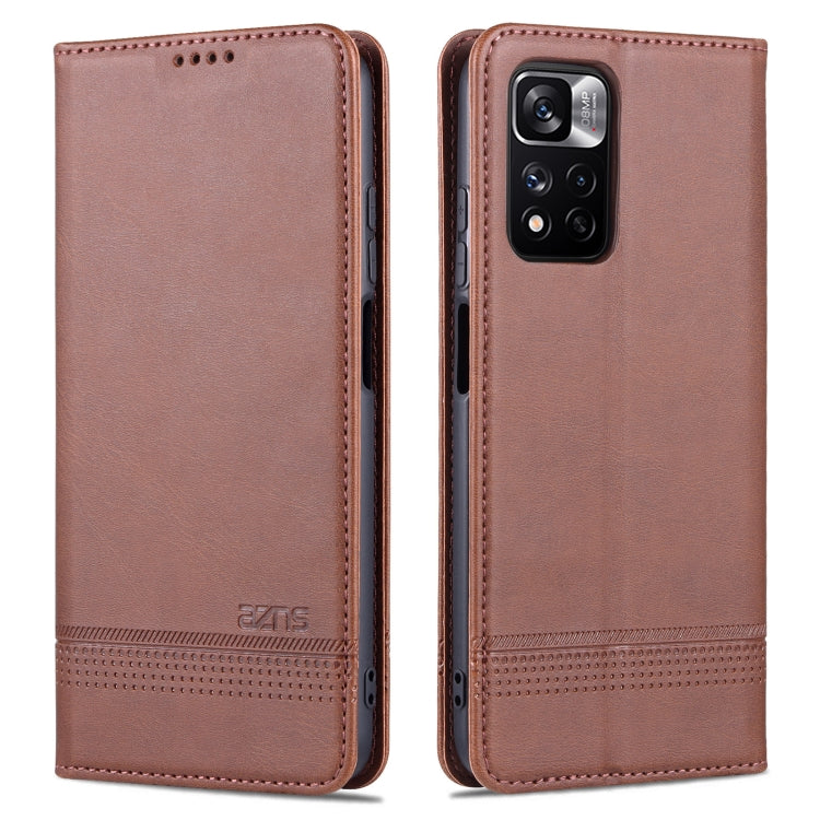 Custodia per telefono in pelle con texture di vitello magnetica AZNS, For vivo Y76s / Y74s, For Honor Play 30 Plus, For Redmi Note 11 4G Overseas Version / Note 11S, For Redmi Note 11 Pro Overseas Version