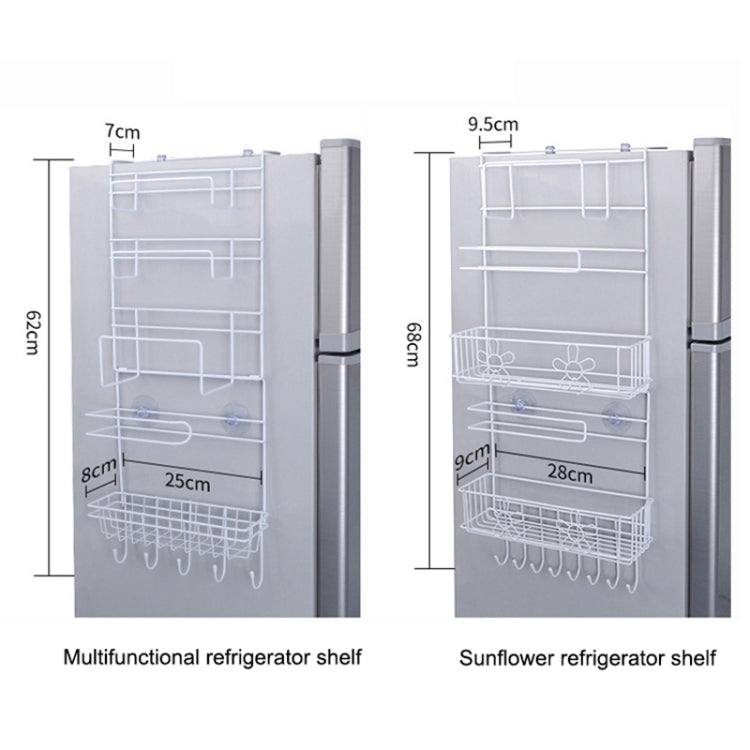 Scaffale multistrato per frigorifero Scaffale laterale Supporto per parete laterale Organizzatore da cucina multifunzione Famiglia, Multifunctional Rack, Sun Flower Rack