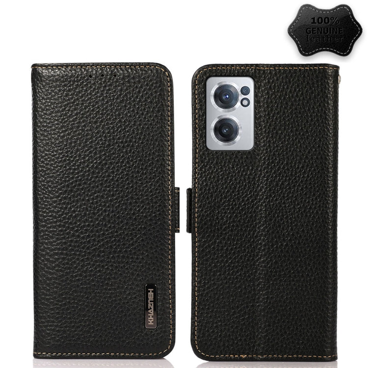 KHAZNEH Custodia per telefono RFID in vera pelle Litchi magnetica laterale, For Nokia G21 / G11 4G, For OnePlus Nord CE 2 5G, For OPPO Realme 9 Pro+