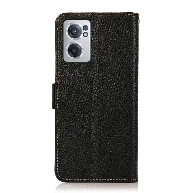 KHAZNEH Custodia per telefono RFID in vera pelle Litchi magnetica laterale, For Nokia G21 / G11 4G, For OnePlus Nord CE 2 5G, For OPPO Realme 9 Pro+