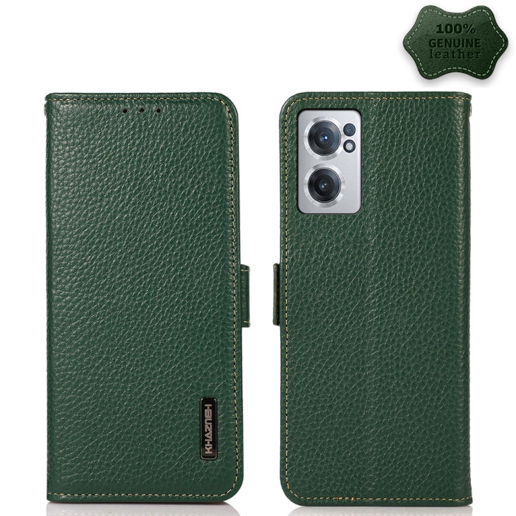 KHAZNEH Custodia per telefono RFID in vera pelle Litchi magnetica laterale, For Nokia G21 / G11 4G, For OnePlus Nord CE 2 5G, For OPPO Realme 9 Pro+