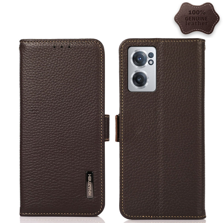 KHAZNEH Custodia per telefono RFID in vera pelle Litchi magnetica laterale, For Nokia G21 / G11 4G, For OnePlus Nord CE 2 5G, For OPPO Realme 9 Pro+