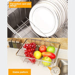 Scolapiatti da cucina Cestello di scarico per lavello Lavaggio Verdure Frutta Supporto per asciugatura Cremagliera regolabile in acciaio inossidabile, Arch Net Style, Flat Bottom Style, Ordinary Style