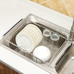 Scolapiatti da cucina Cestello di scarico per lavello Lavaggio Verdure Frutta Supporto per asciugatura Cremagliera regolabile in acciaio inossidabile, Arch Net Style, Flat Bottom Style, Ordinary Style
