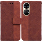 Custodia per telefono in pelle goffrata geometrica, For Huawei P smart 2021 / Y7a, For Huawei P50, For Huawei P50 Pro, For Honor 20 / Huawei nova 5T