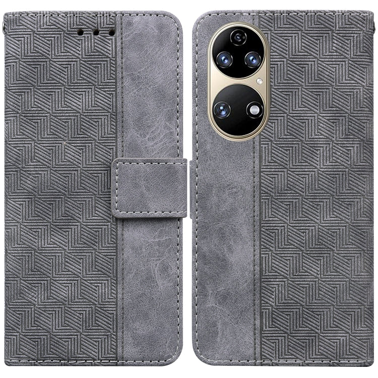 Custodia per telefono in pelle goffrata geometrica, For Huawei P smart 2021 / Y7a, For Huawei P50, For Huawei P50 Pro, For Honor 20 / Huawei nova 5T