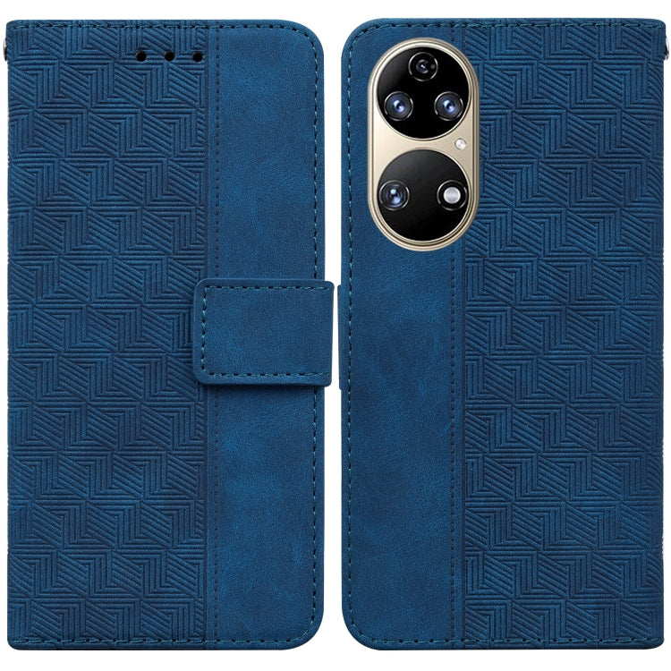Custodia per telefono in pelle goffrata geometrica, For Huawei P smart 2021 / Y7a, For Huawei P50, For Huawei P50 Pro, For Honor 20 / Huawei nova 5T