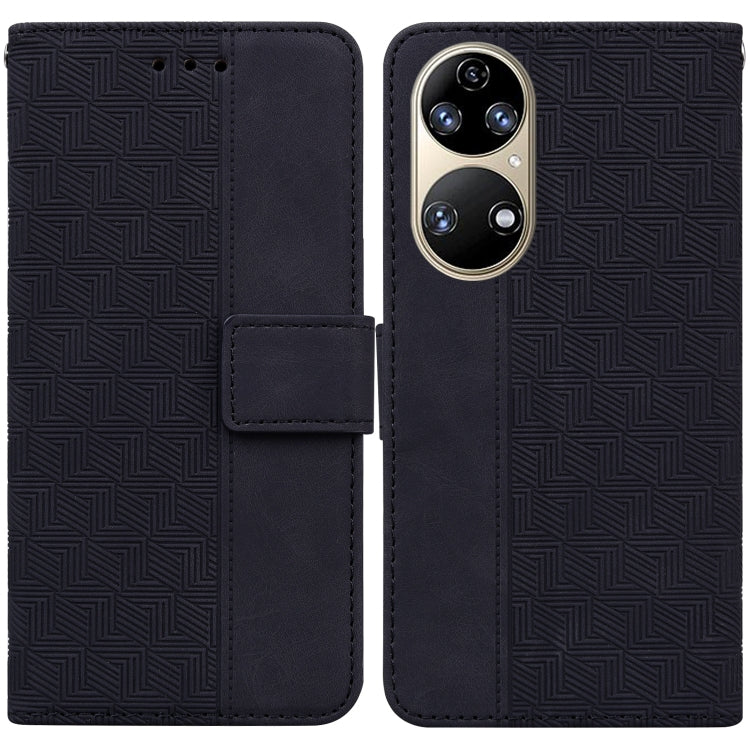Custodia per telefono in pelle goffrata geometrica, For Huawei P smart 2021 / Y7a, For Huawei P50, For Huawei P50 Pro, For Honor 20 / Huawei nova 5T