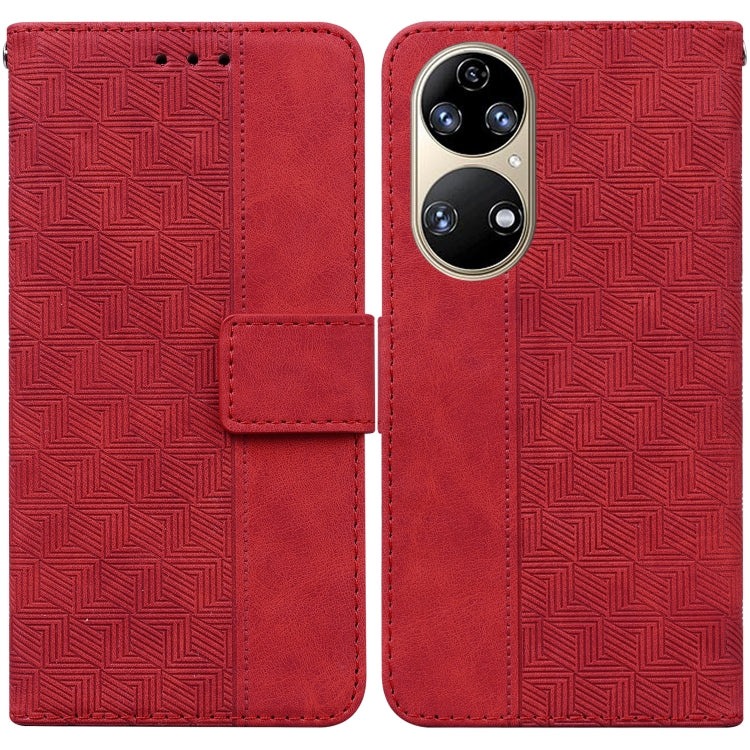 Custodia per telefono in pelle goffrata geometrica, For Huawei P smart 2021 / Y7a, For Huawei P50, For Huawei P50 Pro, For Honor 20 / Huawei nova 5T