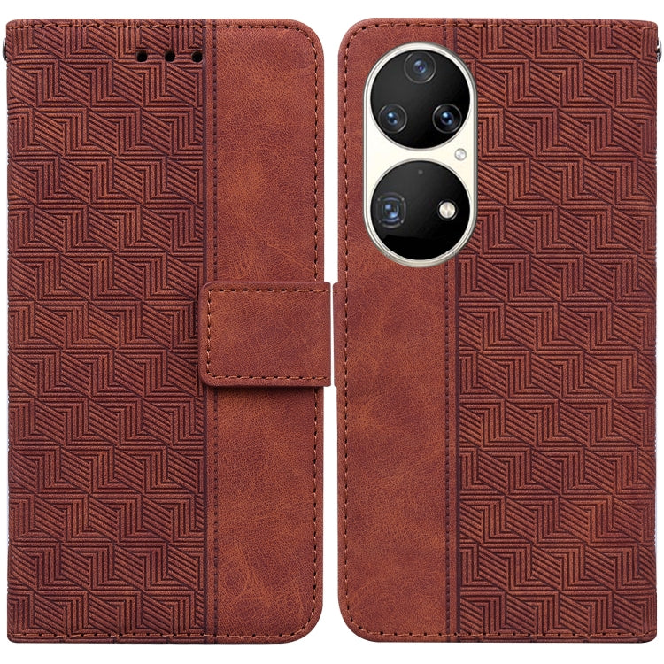Custodia per telefono in pelle goffrata geometrica, For Huawei P smart 2021 / Y7a, For Huawei P50, For Huawei P50 Pro, For Honor 20 / Huawei nova 5T