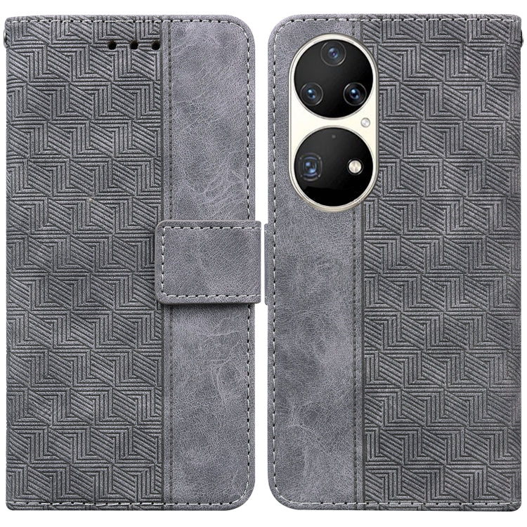 Custodia per telefono in pelle goffrata geometrica, For Huawei P smart 2021 / Y7a, For Huawei P50, For Huawei P50 Pro, For Honor 20 / Huawei nova 5T