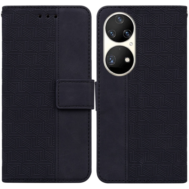 Custodia per telefono in pelle goffrata geometrica, For Huawei P smart 2021 / Y7a, For Huawei P50, For Huawei P50 Pro, For Honor 20 / Huawei nova 5T