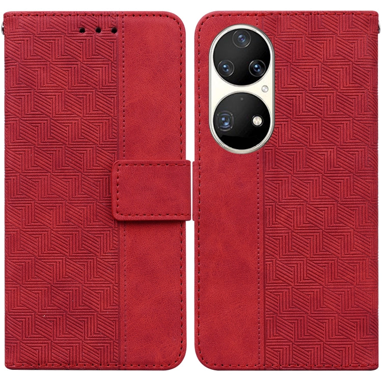 Custodia per telefono in pelle goffrata geometrica, For Huawei P smart 2021 / Y7a, For Huawei P50, For Huawei P50 Pro, For Honor 20 / Huawei nova 5T