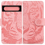 Custodia per telefono in pelle a vibrazione orizzontale con motivo a tigre in rilievo, For Google Pixel 7 Pro 5G, For Google Pixel 7 5G, For Motorola Moto G31 4G(Brazil ), For OPPO A16K