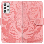 Custodia per telefono in pelle a vibrazione orizzontale con motivo a tigre in rilievo, For Samsung Galaxy A23, For ZTE Blade A52, For ZTE Blade A72 / V40 Vita