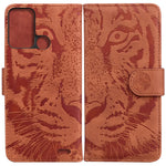 Custodia per telefono in pelle a vibrazione orizzontale con motivo a tigre in rilievo, For Samsung Galaxy A23, For ZTE Blade A52, For ZTE Blade A72 / V40 Vita
