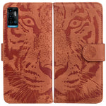 Custodia per telefono in pelle a vibrazione orizzontale con motivo a tigre in rilievo, For Samsung Galaxy A23, For ZTE Blade A52, For ZTE Blade A72 / V40 Vita