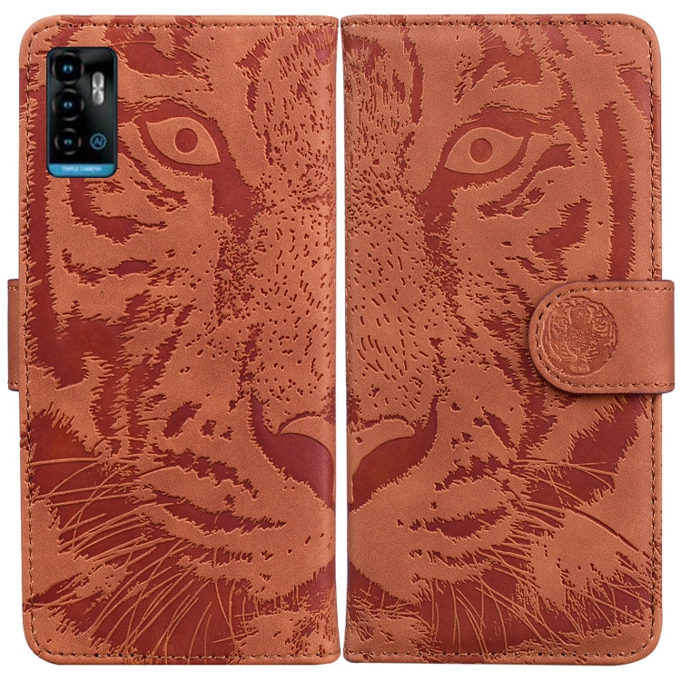 Custodia per telefono in pelle a vibrazione orizzontale con motivo a tigre in rilievo, For Samsung Galaxy A23, For ZTE Blade A52, For ZTE Blade A72 / V40 Vita