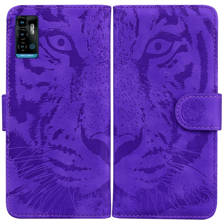 Custodia per telefono in pelle a vibrazione orizzontale con motivo a tigre in rilievo, For Samsung Galaxy A23, For ZTE Blade A52, For ZTE Blade A72 / V40 Vita