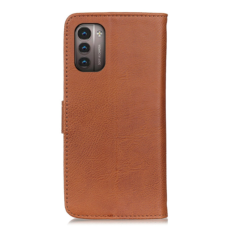 KHAZNEH Custodia per telefono in pelle a conchiglia orizzontale con trama in pelle bovina, For Nokia G11 / G21