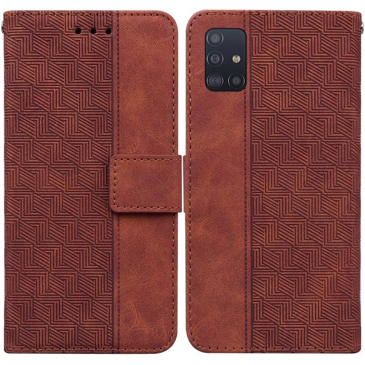 Custodia per telefono in pelle goffrata geometrica, For Samsung Galaxy M42 5G, For Samsung Galaxy A51, For Samsung Galaxy A51 5G, For Samsung Galaxy A52 4G / 5G