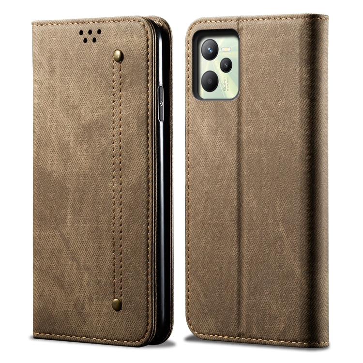 Custodia per telefono in pelle stile casual con trama denim, For OPPO A35 / A15 / A15S, For OPPO Realme C35, For OPPO Realme Q3T / K9S / Realme Q3s, For OPPO Realme 9 Pro, For OPPO Realme 9 Pro+